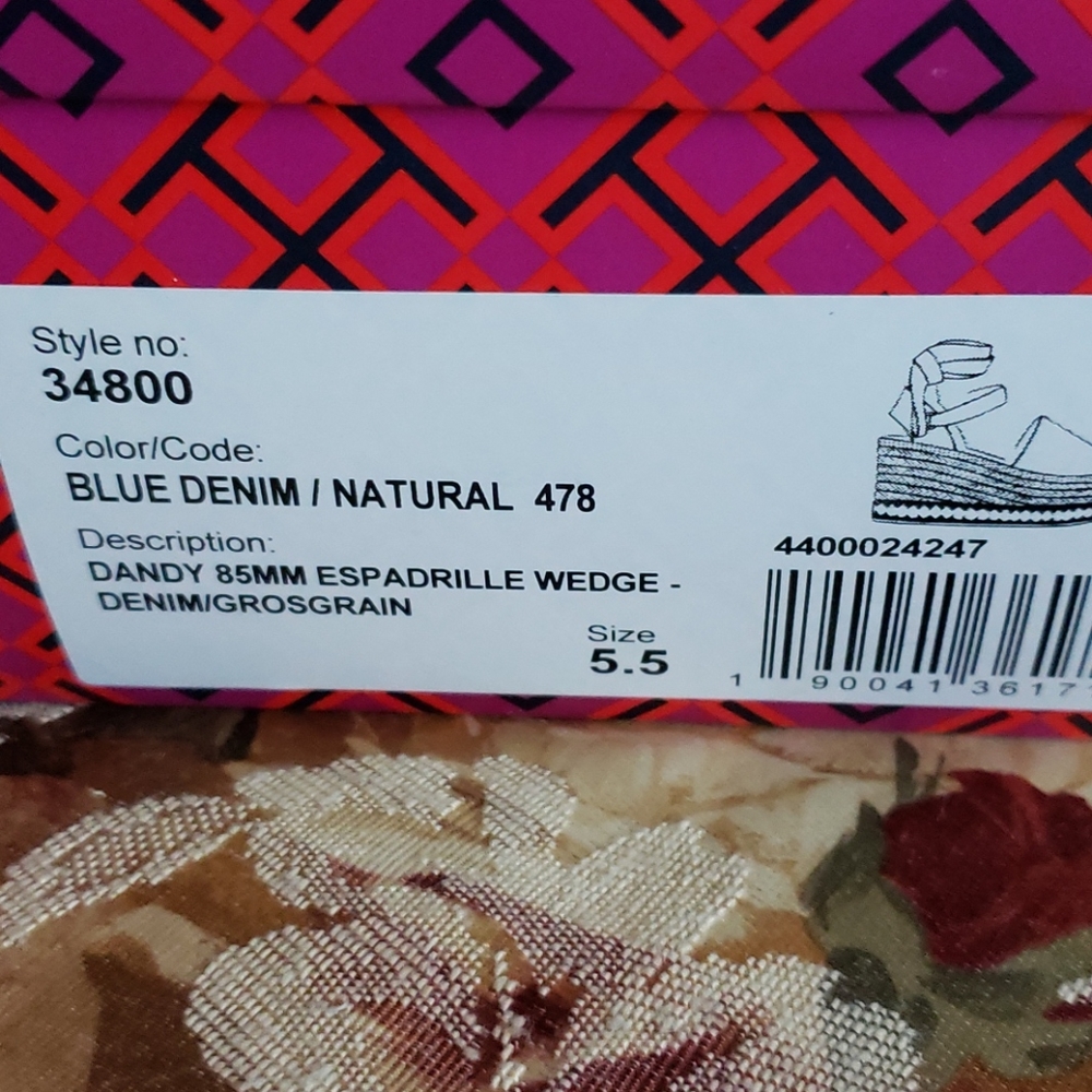 NWT! TORY BURCH DANDY ESPADRILLE WEDGE 5.5 - Picture 6 of 8